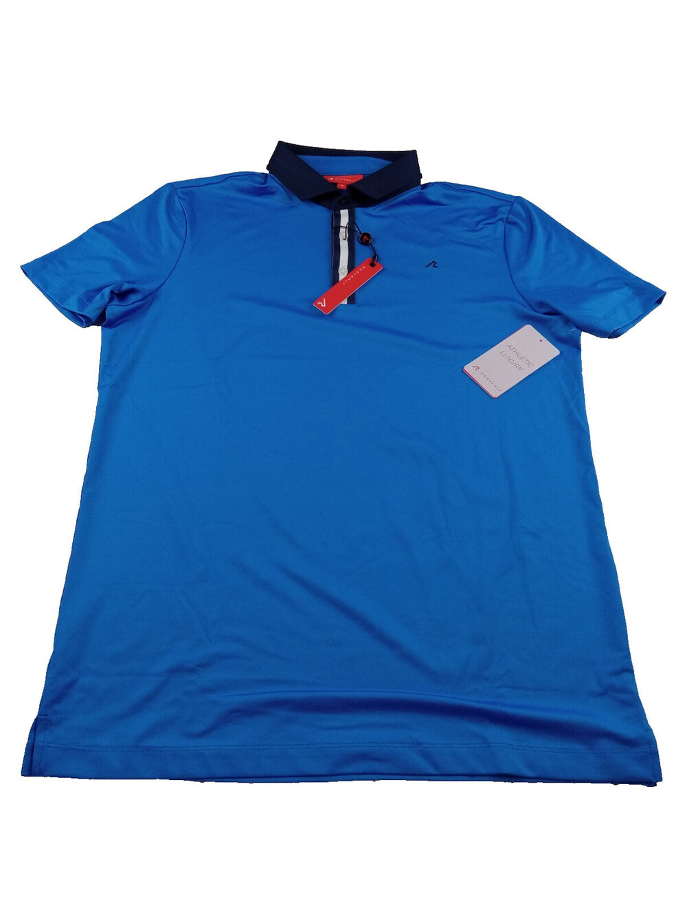 Redvanly Polo Shirt Mens Medium Blue Contrast Collar Zip Neck Performance Golf M
